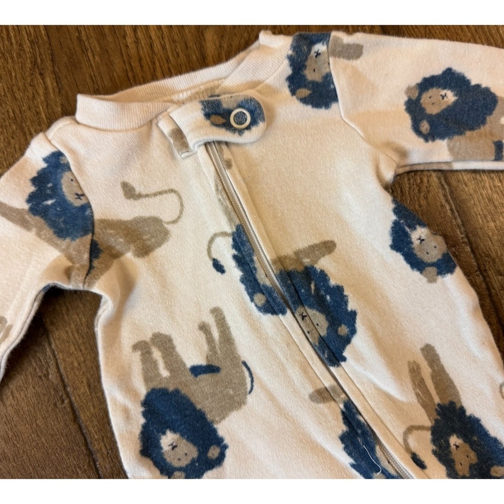 Carters Preemie Baby Boy Sleeper‎ Outfit Zipper Animal Zoo Reborn Doll Blue Lion